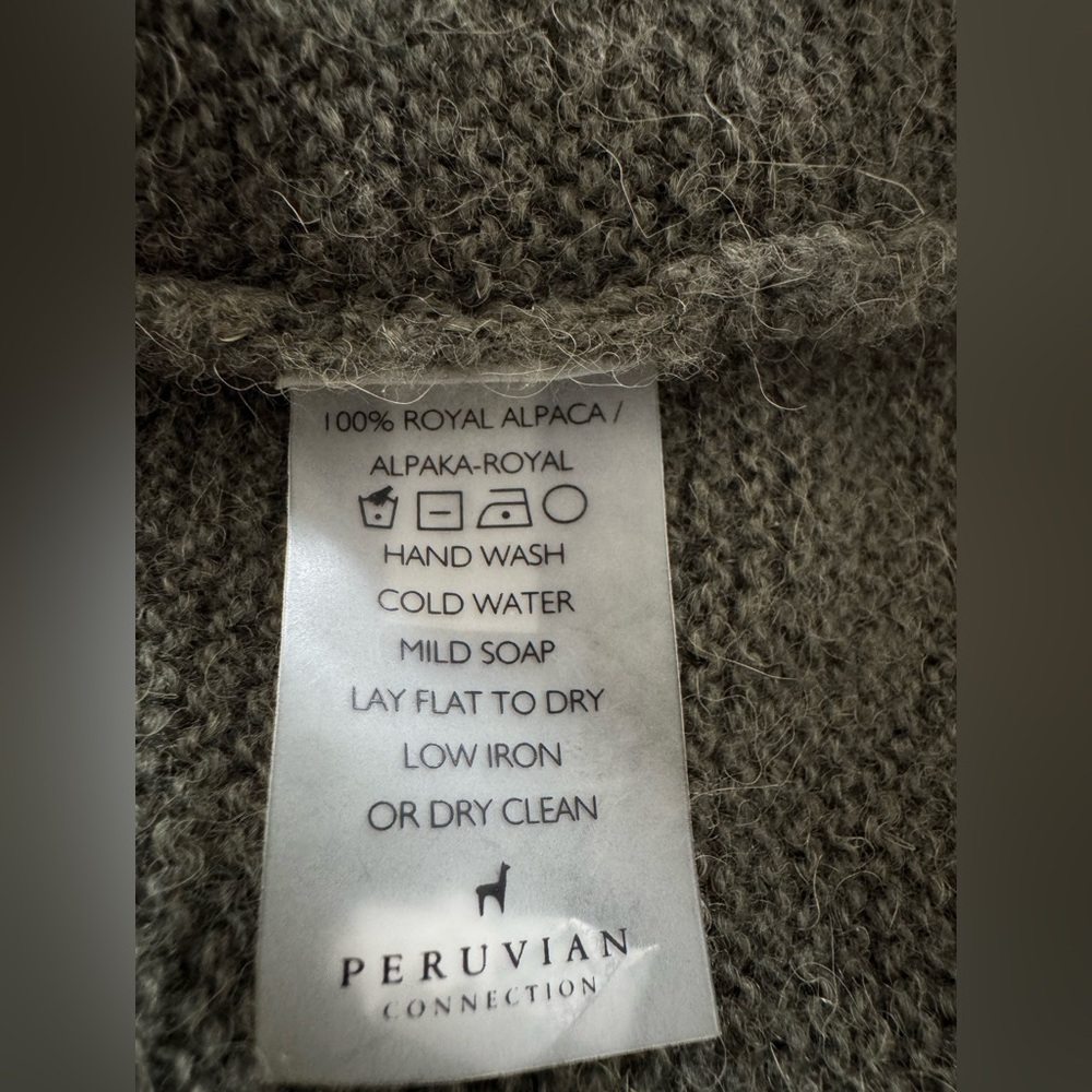 Peruvian Connection Forest Green V-Neck Sweater L - Picture 4 of 8